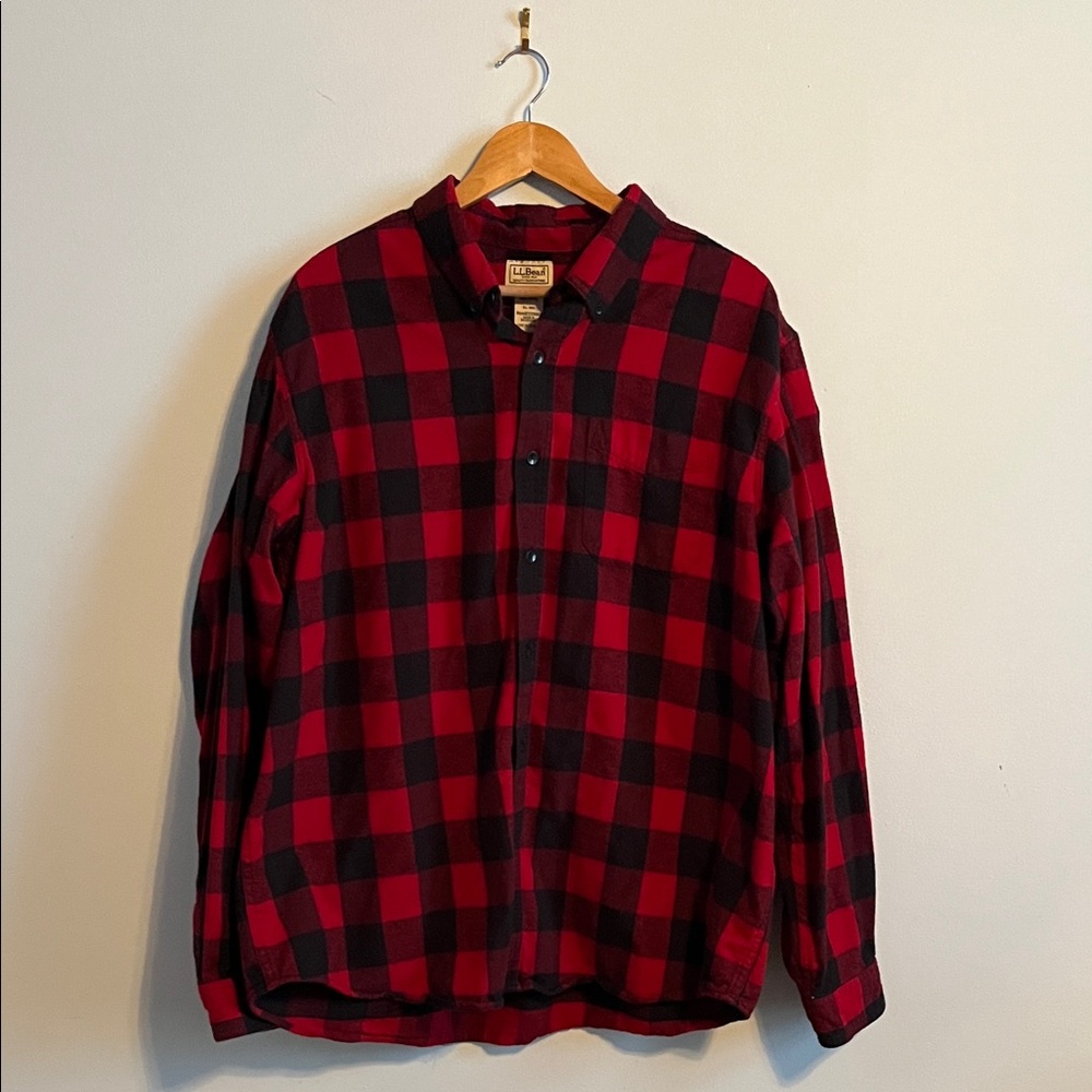 L.L. Bean Red and Black Plaid Men's Flannel